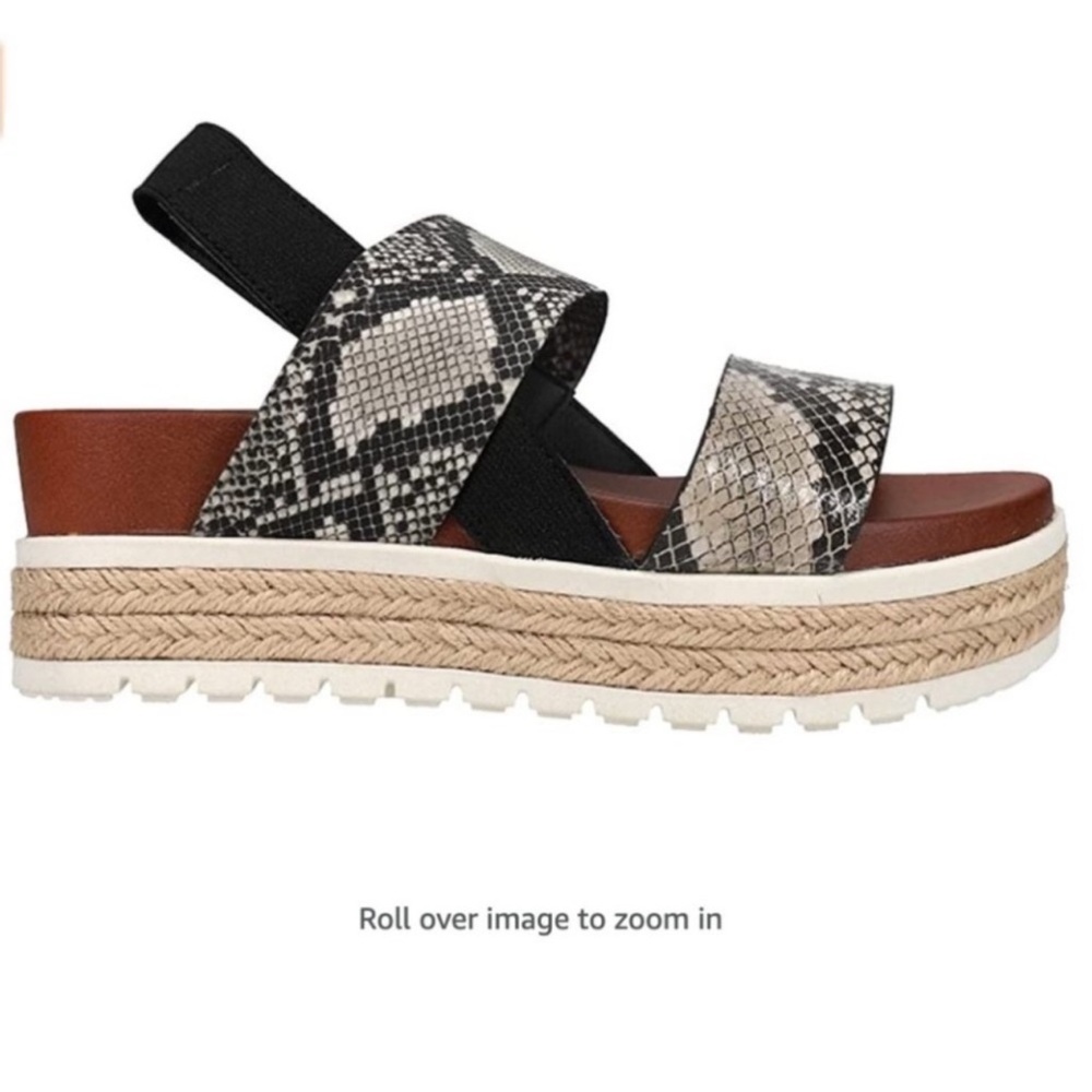 MIA Black and Brown Snakeskin Platform Sandals